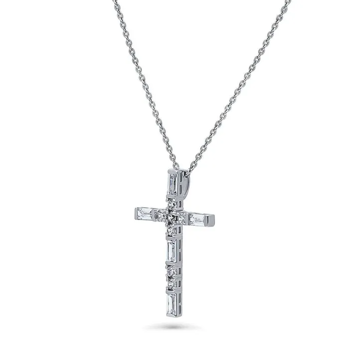 Necklaces BERRICLE Cross CZ Pendant Necklace in Sterling Silver