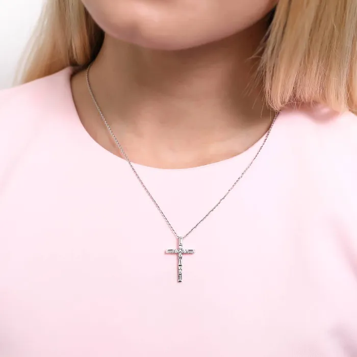 Necklaces BERRICLE Cross CZ Pendant Necklace in Sterling Silver