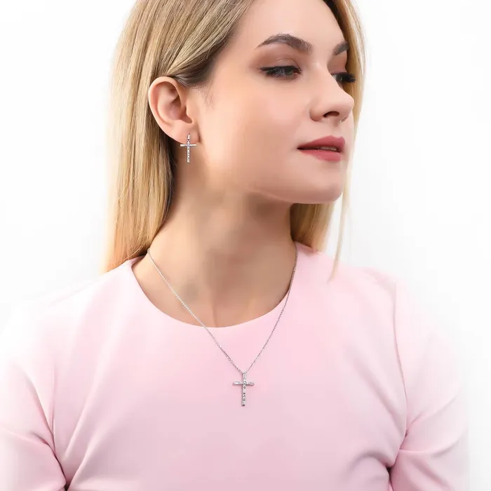 Necklaces BERRICLE Cross CZ Pendant Necklace in Sterling Silver