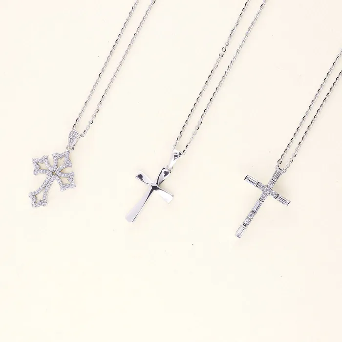 Necklaces BERRICLE Cross CZ Pendant Necklace in Sterling Silver