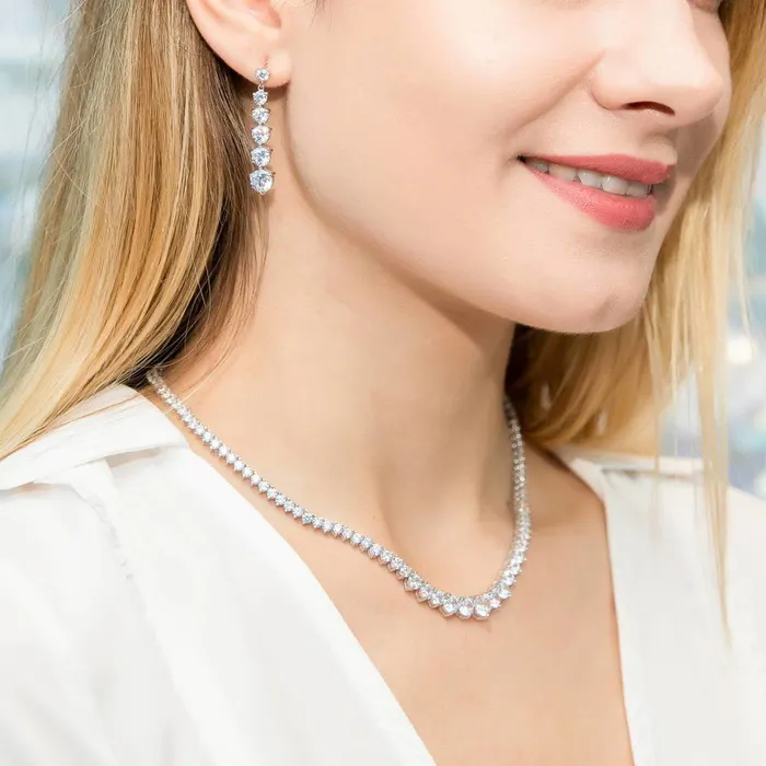 Necklaces BERRICLE Graduated CZ Tennis Necklace in Sterling Silver