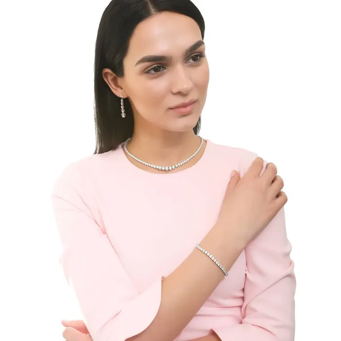 Necklaces BERRICLE Graduated CZ Tennis Necklace in Sterling Silver