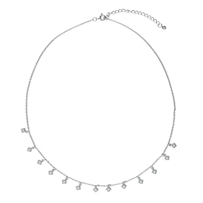 Necklaces BERRICLE Milgrain CZ Station Necklace in Sterling Silver