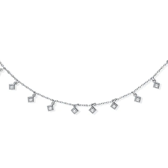 Necklaces BERRICLE Milgrain CZ Station Necklace in Sterling Silver