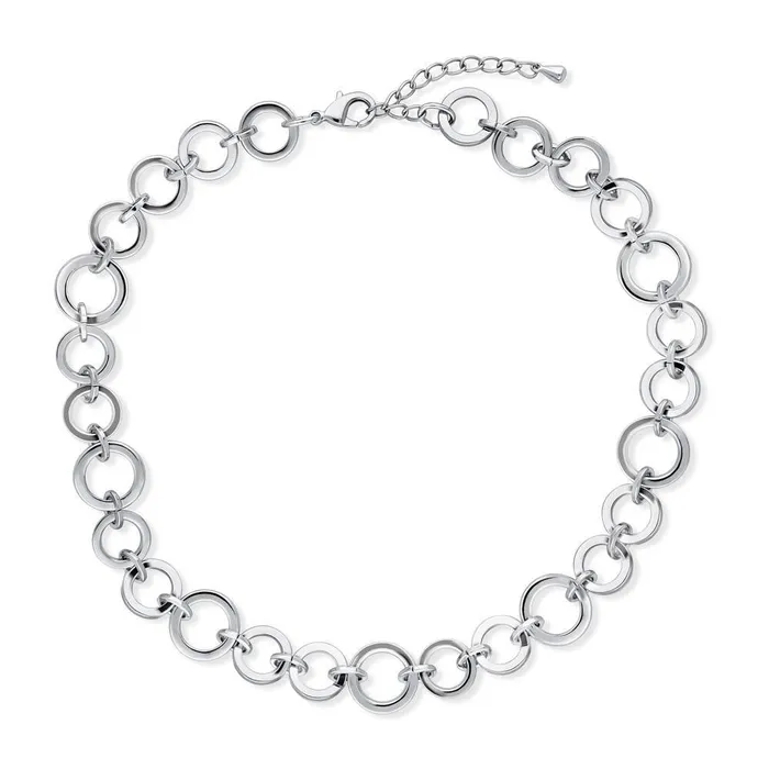 Necklaces BERRICLE Open Circle Lightweight Link Chain Necklace in SilverTone 16mm Necklaces BERRICLE Open Circle Lightweight Link Chain Necklace in SilverTone 16mm
