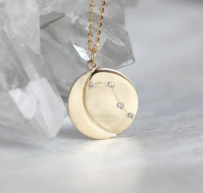 Necklaces Capucinne Constellation Necklace 14K Diamond Zodiac Necklace