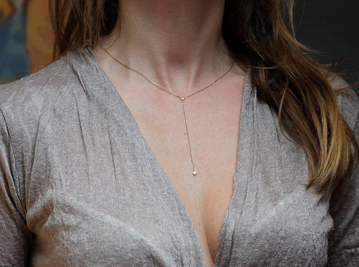 Necklaces Capucinne Delicate PrincessCut Diamond Lariat Necklace