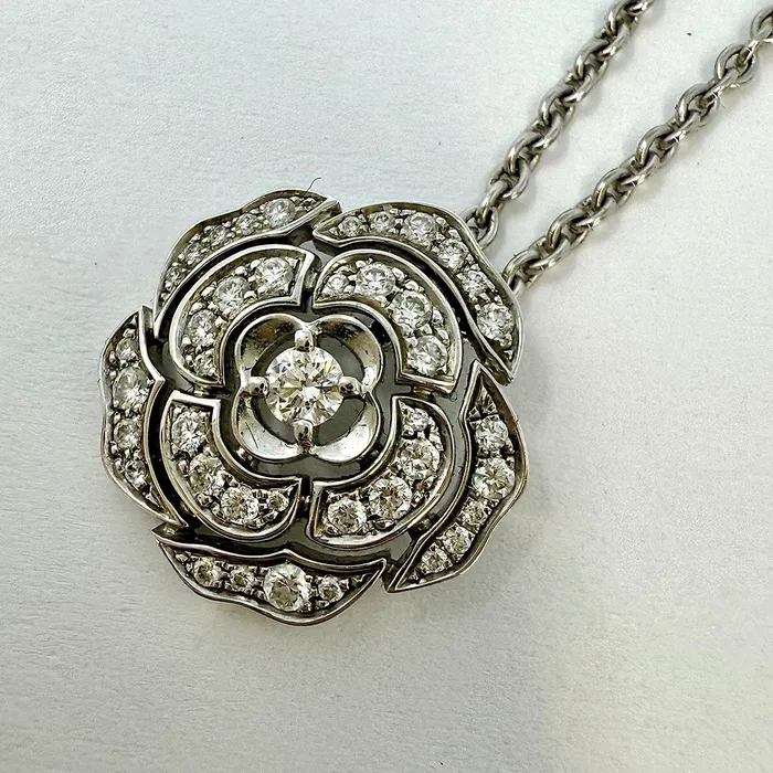 Necklaces Chanel Chanel Bouton de Camelia 18K White Gold and Dimaond Pendant Necklace