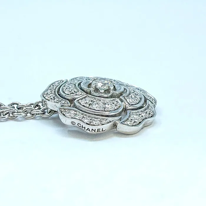 Necklaces Chanel Chanel Bouton de Camelia 18K White Gold and Dimaond Pendant Necklace