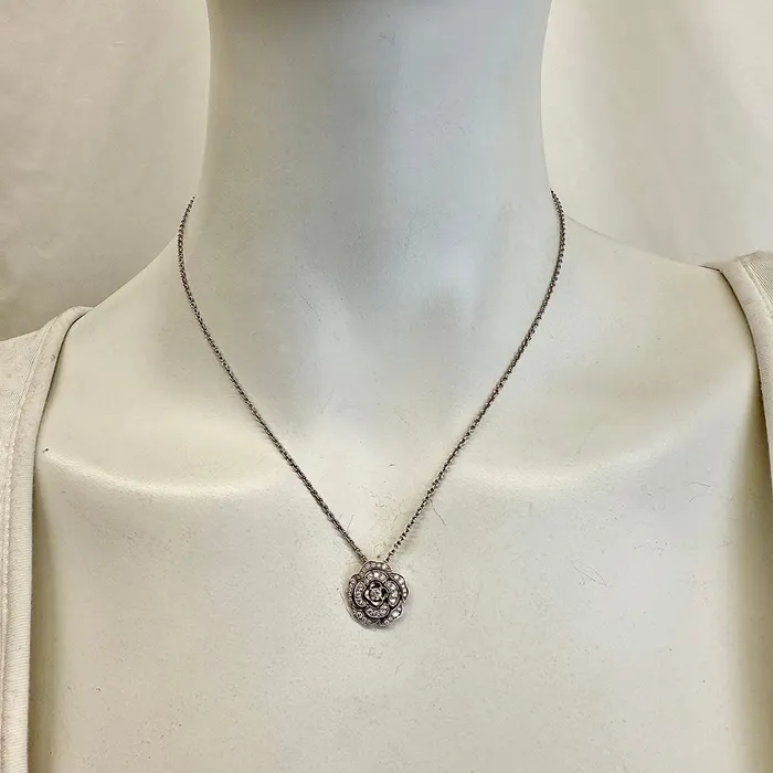 Necklaces Chanel Chanel Bouton de Camelia 18K White Gold and Dimaond Pendant Necklace