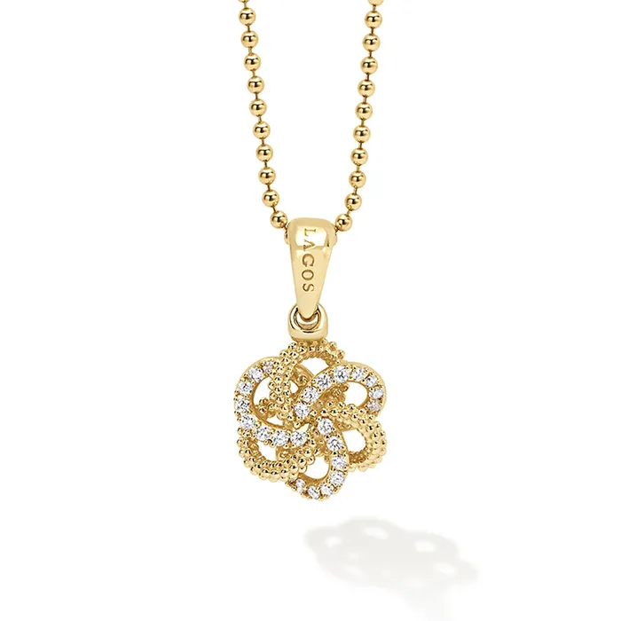 Necklaces Love Knot 18K Gold Love Knot Diamond Pendant Necklace Lagos