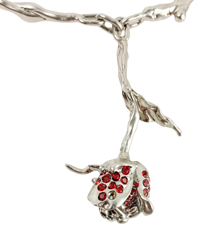 Necklaces Marni Rose Bud CrystalEmbellished Necklace in Silver Marni