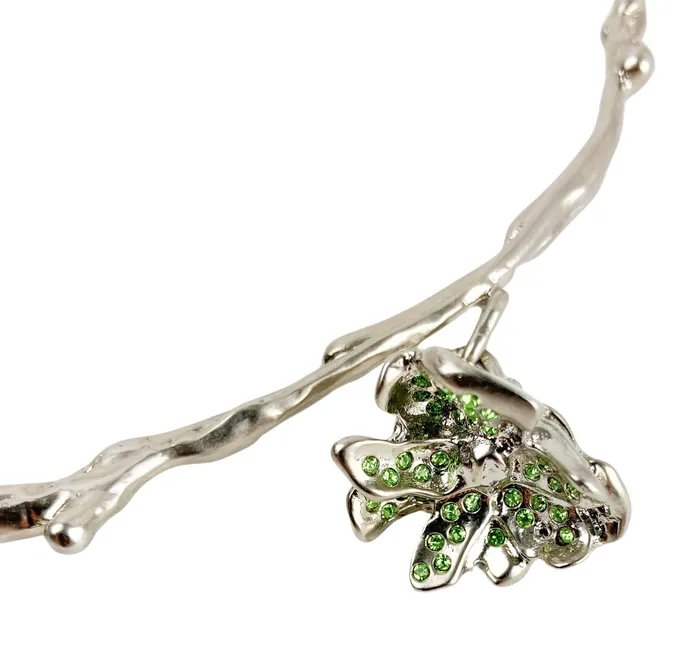 Necklaces Marni Rose Bud CrystalEmbellished Necklace in Silver Marni