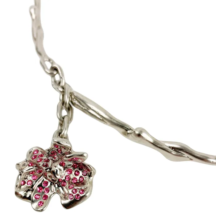 Necklaces Marni Rose Bud CrystalEmbellished Necklace in Silver Marni