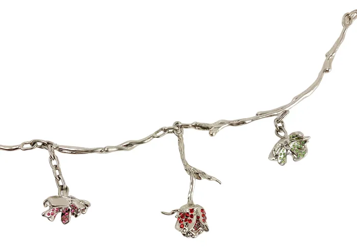 Necklaces Marni Rose Bud CrystalEmbellished Necklace in Silver Marni