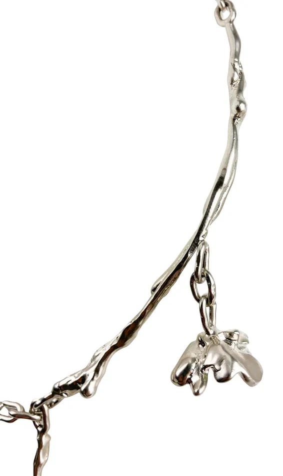 Necklaces Marni Rose Bud CrystalEmbellished Necklace in Silver Marni
