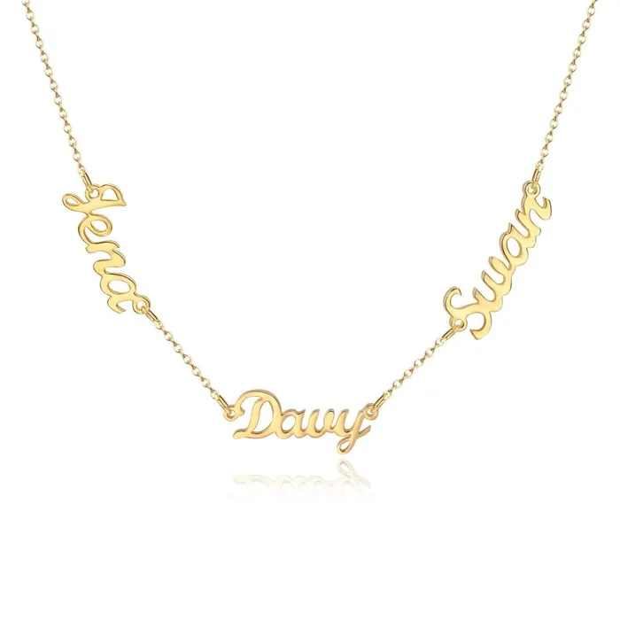 Necklaces Novalico Three Cursive Name Necklace