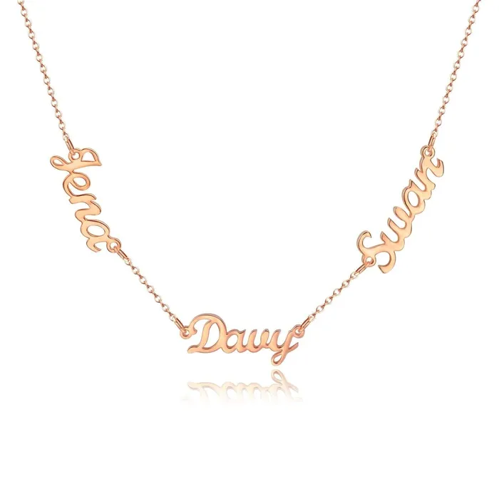 Necklaces Novalico Three Cursive Name Necklace Necklaces Novalico Three Cursive Name Necklace