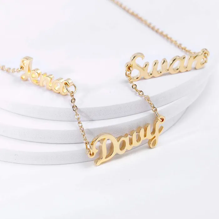 Necklaces Novalico Three Cursive Name Necklace Necklaces Novalico Three Cursive Name Necklace