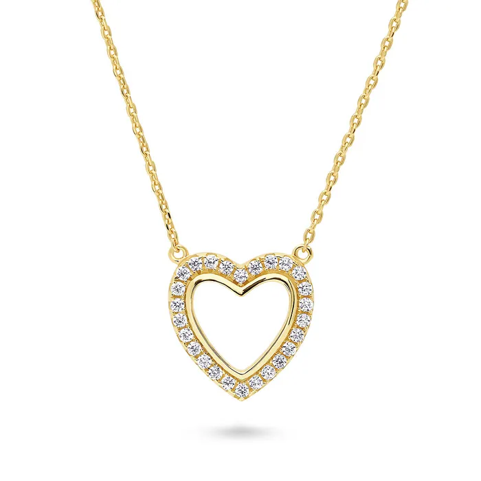 Necklaces Open Heart CZ Necklace in Sterling Silver BERRICLE