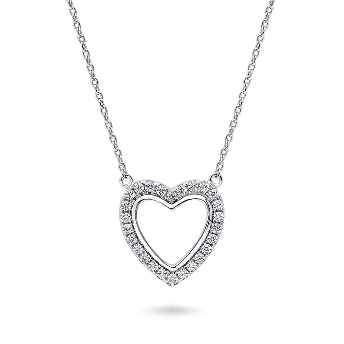 Necklaces Open Heart CZ Necklace in Sterling Silver BERRICLE