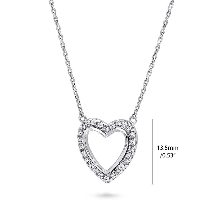 Necklaces Open Heart CZ Necklace in Sterling Silver BERRICLE