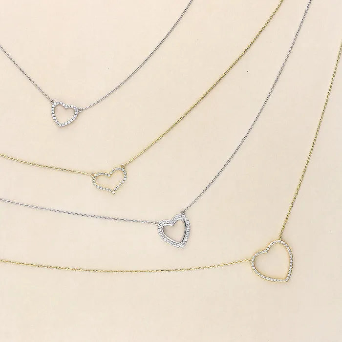 Necklaces Open Heart CZ Necklace in Sterling Silver BERRICLE
