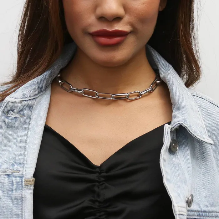 Necklaces Paperclip Link Chain Necklace in SilverTone 11mm BERRICLE