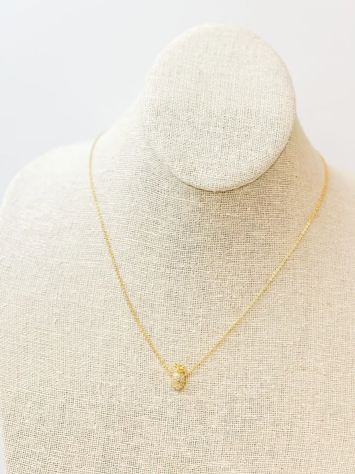 Necklaces Prep Obsessed SB Cubic Zirconia Pineapple Pendant Chain Necklace Gold