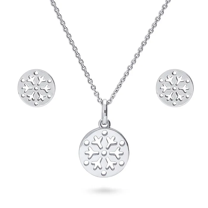 Necklaces Snowflake Coin Necklace and Earrings in Sterling Silver BERRICLE