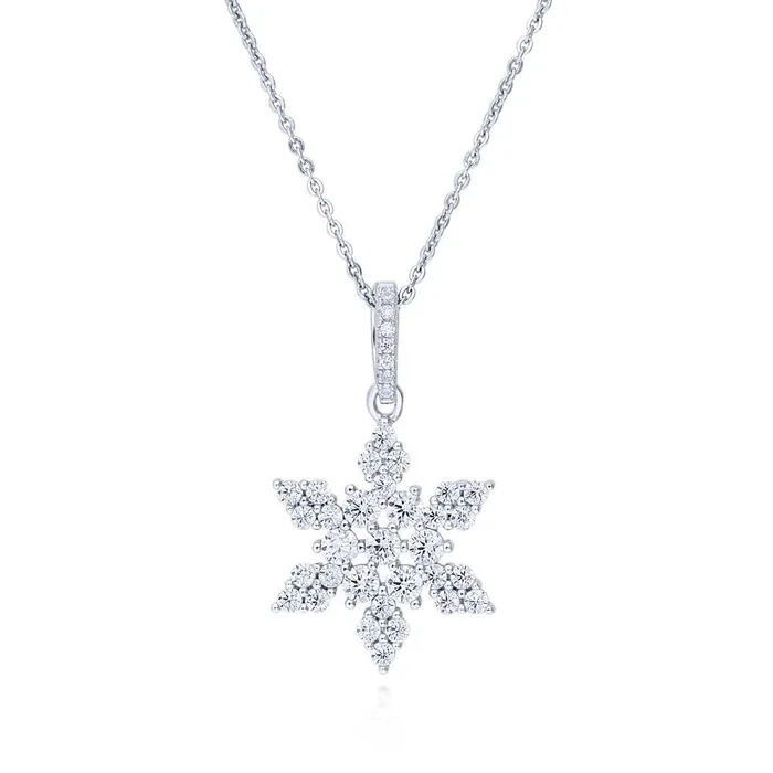 Necklaces Snowflake CZ Necklace and Earrings in Sterling Silver BERRICLE