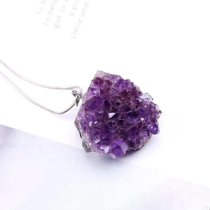 Necklaces wickedafstore Raw Amethyst Cluster Necklace
