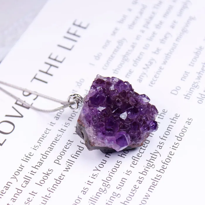 Necklaces wickedafstore Raw Amethyst Cluster Necklace