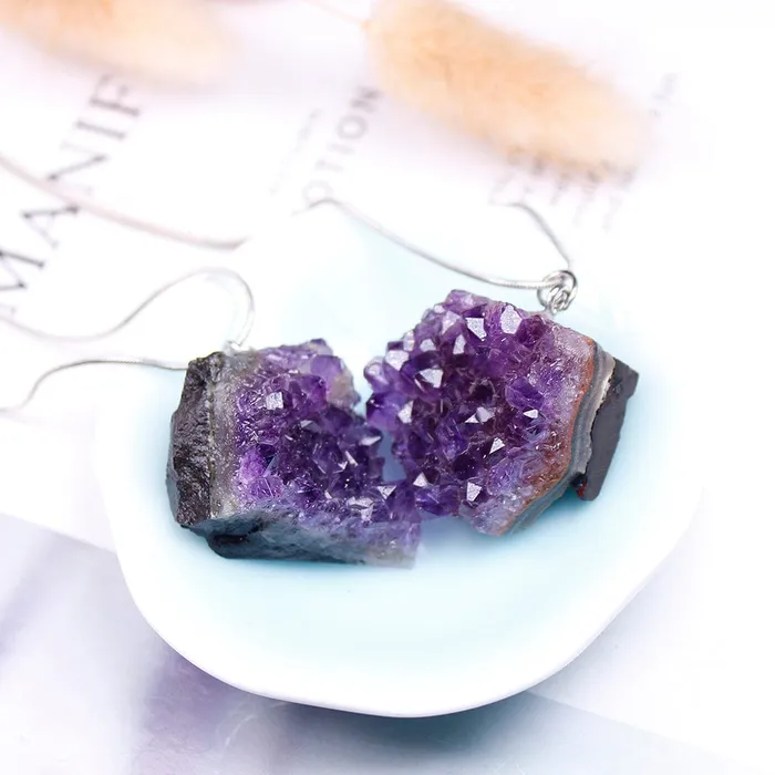 Necklaces wickedafstore Raw Amethyst Cluster Necklace
