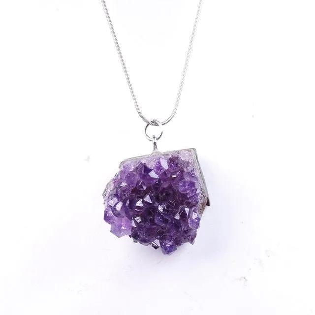 Necklaces wickedafstore Raw Amethyst Cluster Necklace
