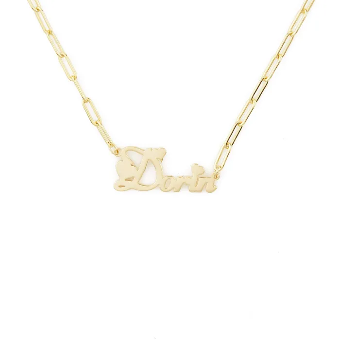 Novalico Necklaces Paperclip Heart Letter Name Necklace