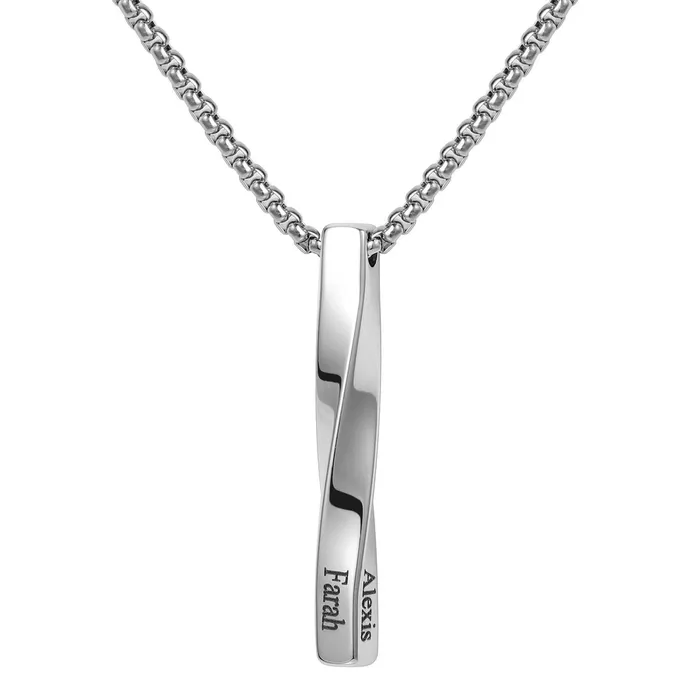 Novalico Swirled Bar Engraved Name Necklace Necklaces