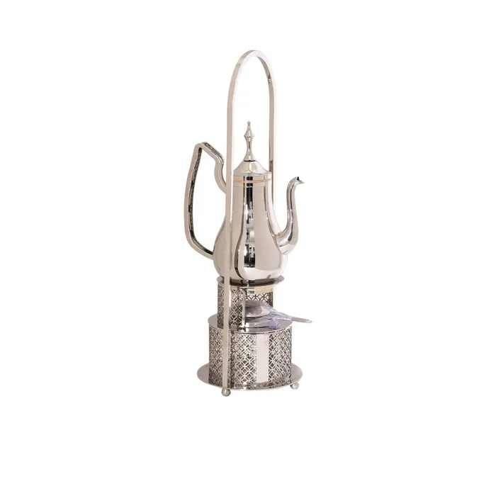 Orfevrerie Elegant Silver Teapot with Warmer Orfevrerie Rings