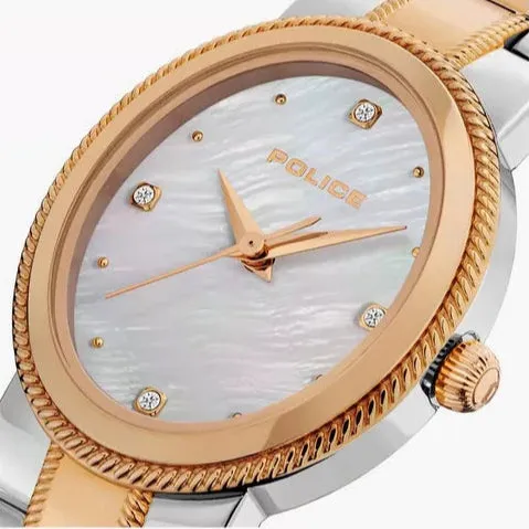 Police Necklaces Police Urban Ladies MotherofPearl Dial Rose Gold Steel Watch
