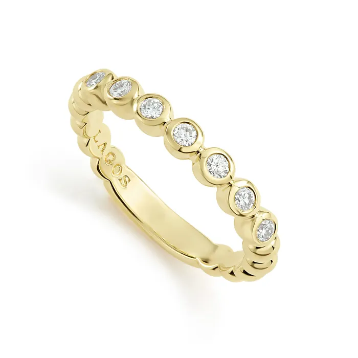 PreStyled Sets LAGOS Caviar Gold 18K Gold and Diamond Stacking Ring