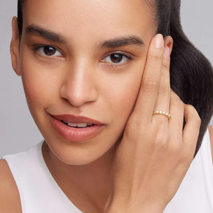 PreStyled Sets LAGOS Caviar Gold 18K Gold and Diamond Stacking Ring PreStyled Sets LAGOS Caviar Gold 18K Gold and Diamond Stacking Ring
