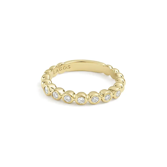 PreStyled Sets LAGOS Caviar Gold 18K Gold and Diamond Stacking Ring PreStyled Sets LAGOS Caviar Gold 18K Gold and Diamond Stacking Ring