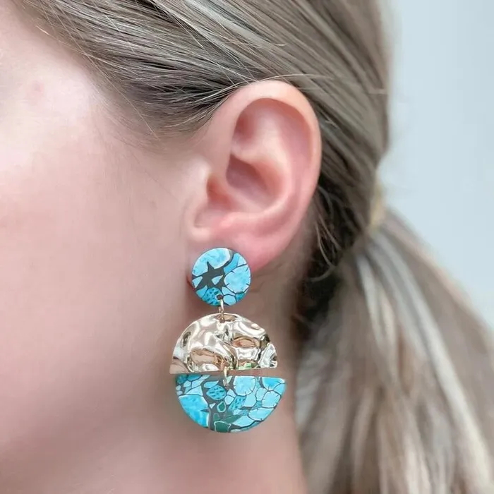 Prep Obsessed FC PreStyled Sets Turquoise Gold Geometric Clay Dangles Circle