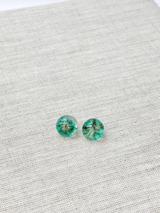 Prep Obsessed JJ Earrings Pressed Flower Acrylic Stud Earrings Green