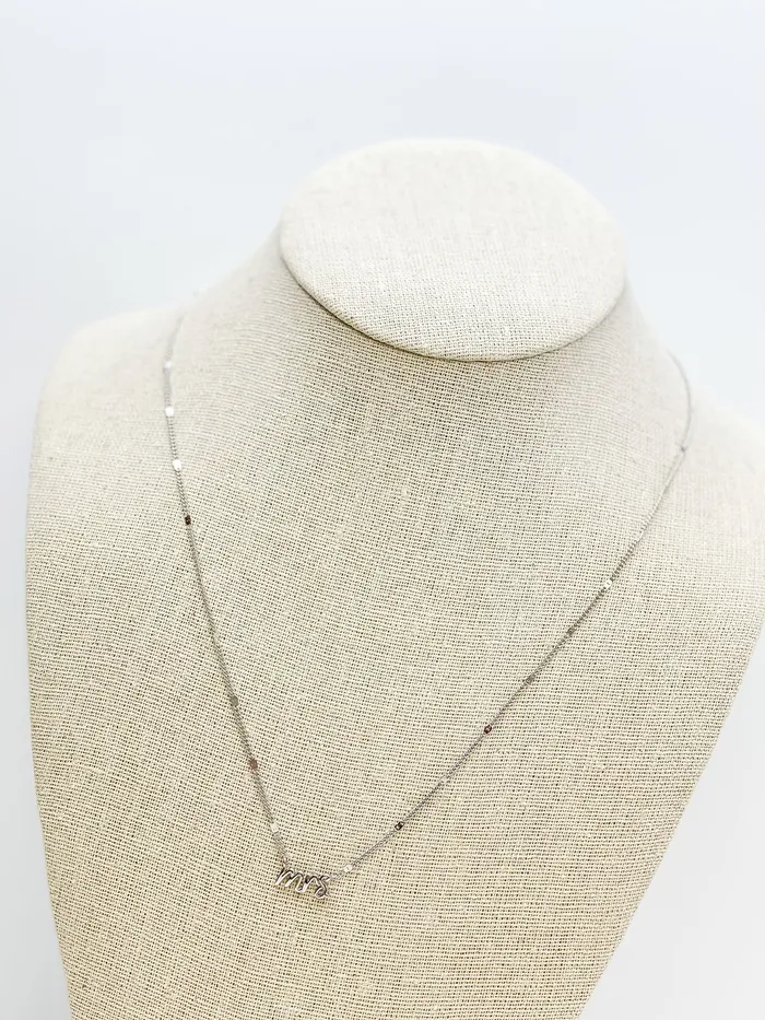 Prep Obsessed LAR Necklaces Mrs Pendant Necklace Silver