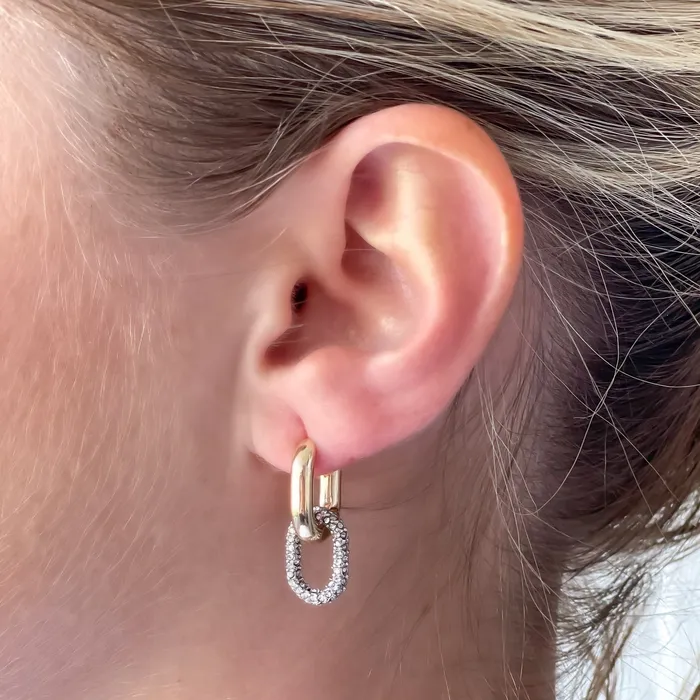 Prep Obsessed PR Pave Gold Link Dangle Earrings Earrings
