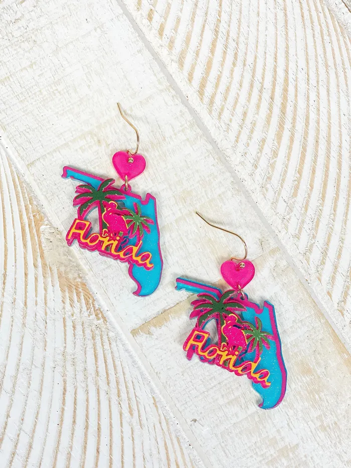 Prep Obsessed RNK Earrings State Icon Dangle Earrings Florida