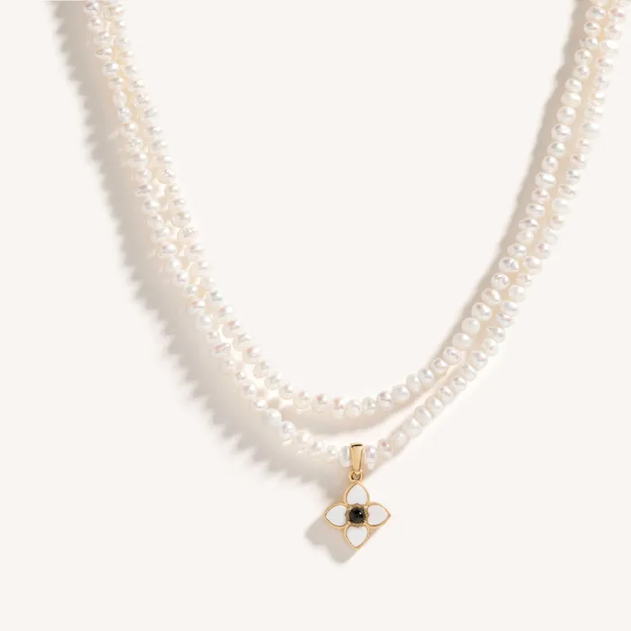 Quatrefoil Layered Pearl Necklace Hearts Valley Jewelry Necklaces