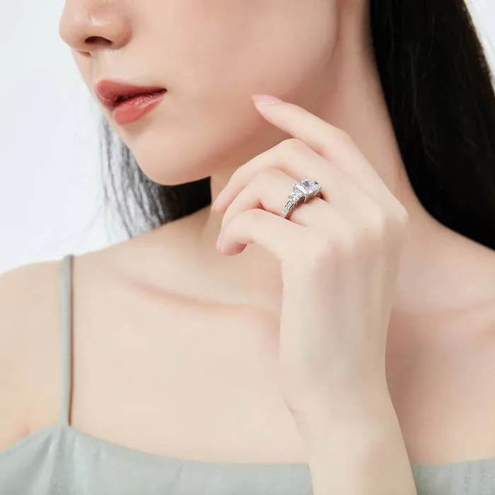 Rings 3Stone 2ct Princess CZ Ring Set in Sterling Silver BERRICLE