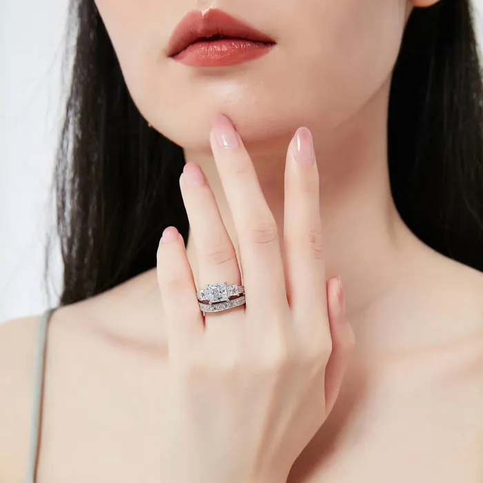 Rings 3Stone 2ct Princess CZ Ring Set in Sterling Silver BERRICLE